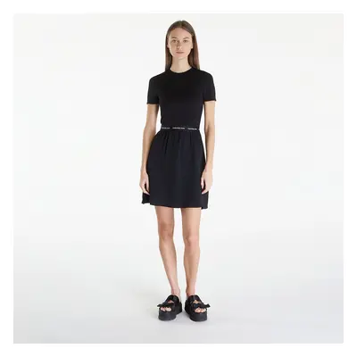 Ruha Calvin Klein Jeans Logo Elastic Short Sleeve Dress Black