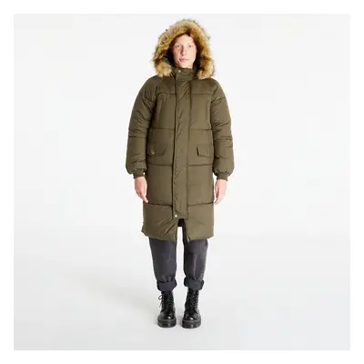 Kabát Urban Classics Ladies Oversize Faux Fur Puffer Coat Darkolive/ Beige