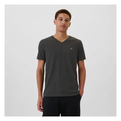 Póló GAP Micro Logo Vneck Tee Charcoal Heather