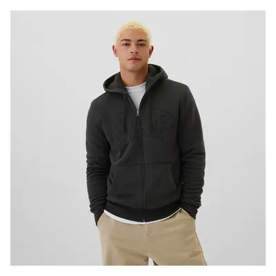 Pulóver GAP Logo Fullzip Sherpa Hoodie Moonless Night