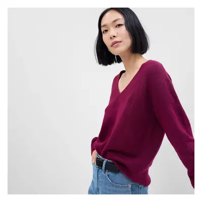 Pulóver GAP V Neck Sweater Acai Berry