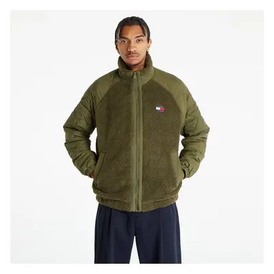 Kabát TOMMY JEANS Mix Media Sherpa Jacket Drab Olive Green