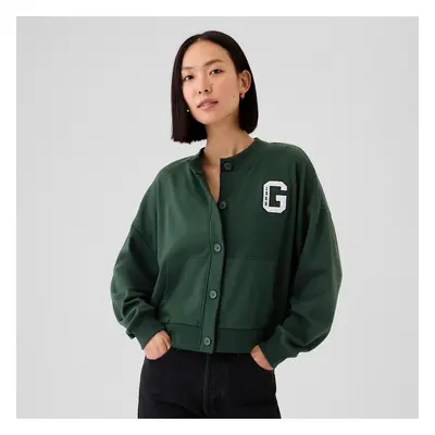 Pulóver GAP Logo Crew Cardigan Essex Green