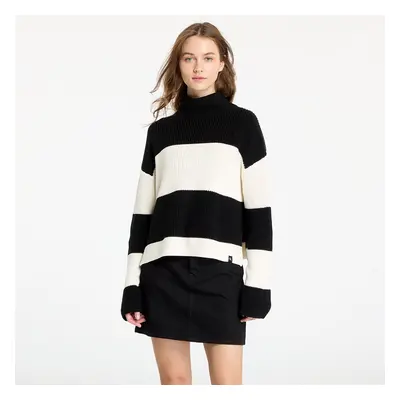 Pulóver Calvin Klein Jeans Chunky Loose High Neck Sweater Ivory/ Black Stripe