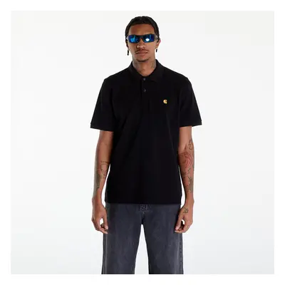 Póló Carhartt WIP Short Sleeve Chase Pique Polo T-Shirt UNISEX Black/ Gold