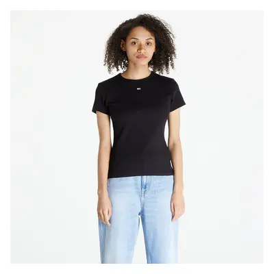 Póló Tommy Jeans Slim Essential Rib Short Sleeve Tee Black