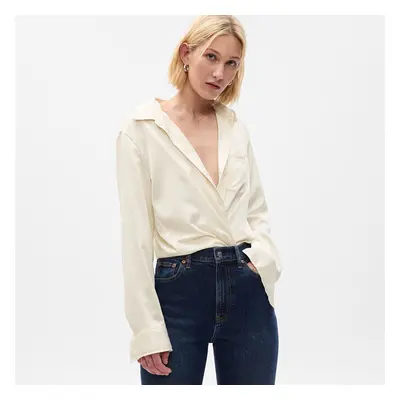 Ing GAP Satin Boyfriend Shirt Stone