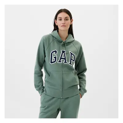 Pulóver GAP Logo Fullzip Hoodie District Green