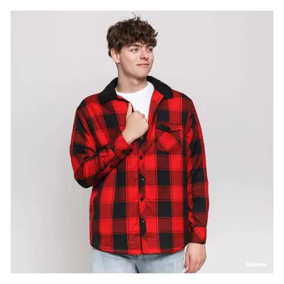 Kabát Urban Classics Sherpa Lined Shirt Jacket Red/ Black