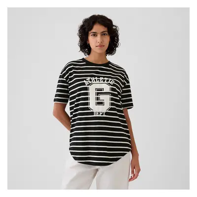 Póló GAP Shortsleeve Logo Tee Ivory Black Stripe