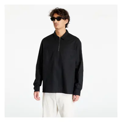 Ing Urban Classics Cotton Linen Half Zip Shirt Black