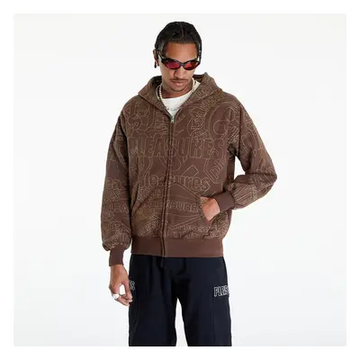 Pulóver PLEASURES Signal Zip Up Hoodie Brown