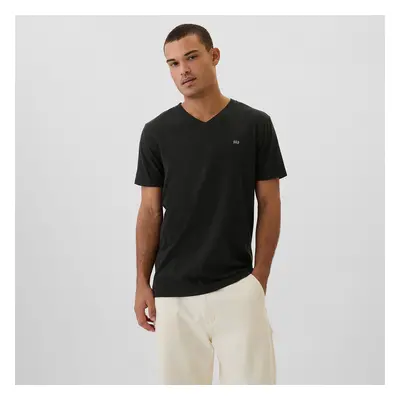 Póló GAP Micro Logo Vneck Tee True Black