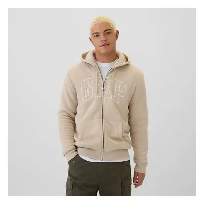 Pulóver GAP Logo Fullzip Sherpa Hoodie Bedrock