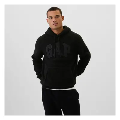 Pulóver GAP Logo Sherpa Hoodie Black