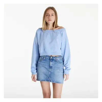 Pulóver Tommy Jeans Cropped Off Shoulder Sweatshirt Blue