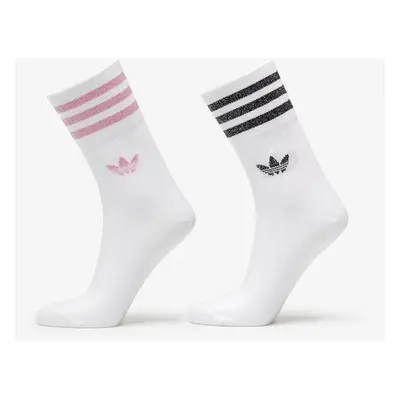 adidas Mid-Cut Glitter Crew Socks 2-Pack White/ Bliss Pink/ Black