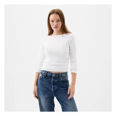 Top GAP Longsleeve Bateau Neck Modal Top Fresh White