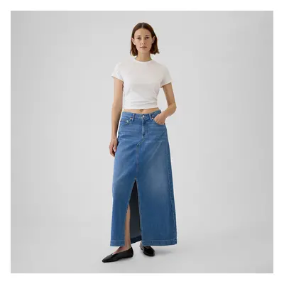 Szoknya GAP Denim Maxi Skirt Light Wash Indigo