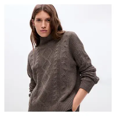 Pulóver GAP Mockneck Cable New Cashmere