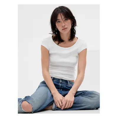 Póló GAP Shortsleeve Bateau Neck Modal Top Fresh White