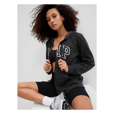 Pulóver GAP Fullzip Logo Hoodie Charcoal Heather