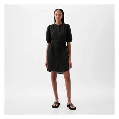 Ruha GAP Shortsleeve Puff Sleeve Linen Shirtdress Black