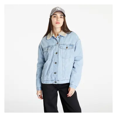 Kabát Urban Classics Ladies Oversized Sherpa Denim Jacket Clearblue Bleached