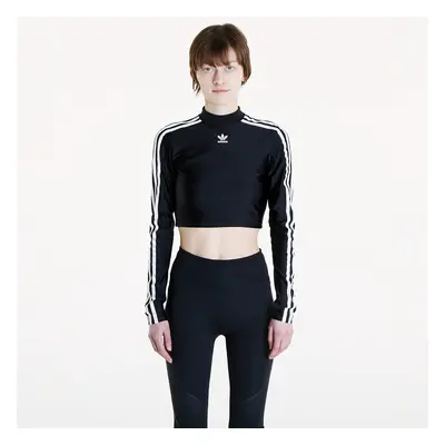 Póló adidas 3 Stripes Cropped Long Sleeve T-Shirt Black