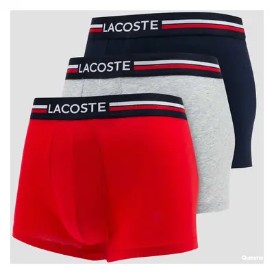 LACOSTE Iconic Cotton Stretch Boxers 3-Pack Red/ Melange Grey/ Navy