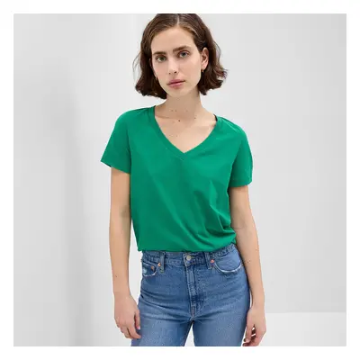 Póló GAP Basic V-Neck Tee Lovely Emerald