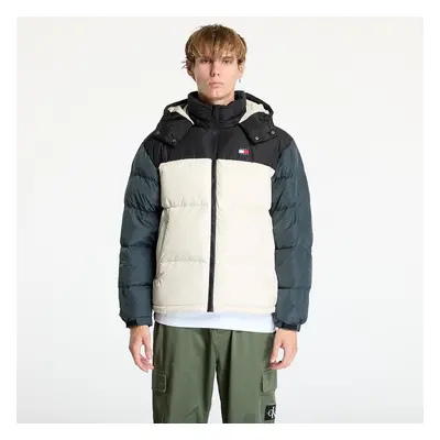 Kabát Tommy Jeans Alaska Colorblock Puffer Jacket Beige