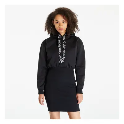 Ruha Calvin Klein Jeans Logo Tape Hooded Sweatshirt Dress Black