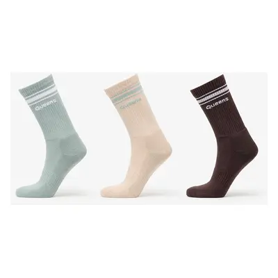 Queens Essential Basic Crew Socks 3-Pack Oat/ Sage/ Mauve