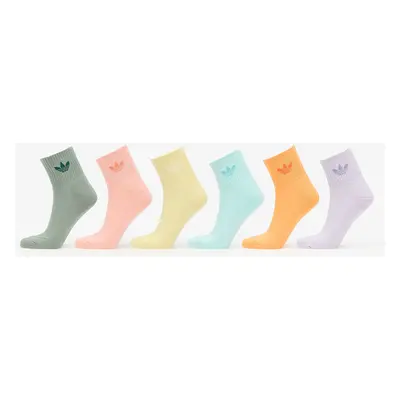 adidas Mid Ankle Sock 6-Pack Silver Green/ Glow Pink/ Powder Yellow