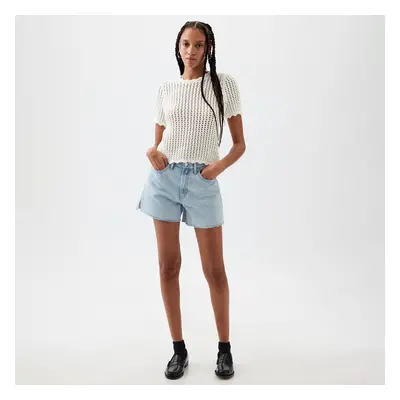 Póló GAP Shortsleeve Crochet Tee New Off White