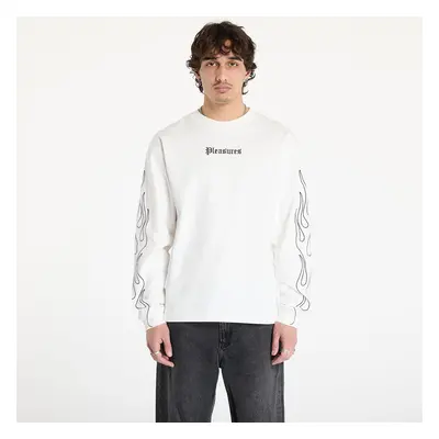 Póló PLEASURES Fiery Heavyweight Longsleeve White