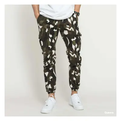 Nadrágok Urban Classics Geometric Camo Stretch Twill Cargo Pants Camo Green/ White