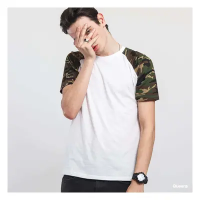 Póló Urban Classics Raglan Contrast Tee White/ Camo Green