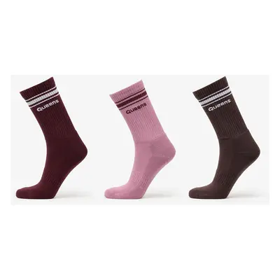 Queens Essential Basic Crew Socks 3-Pack Mauve/ Dust Pink/ Pink