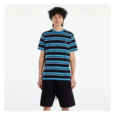 Póló FRED PERRY Stripe T-Shirt Black/ Light Smoke/ Ocean