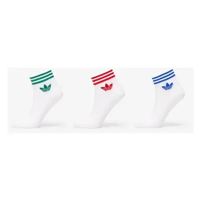 adidas Island Club Trefoil Ankle Socks 3-Pack White/ Better Scarlet/ Blue/ Green