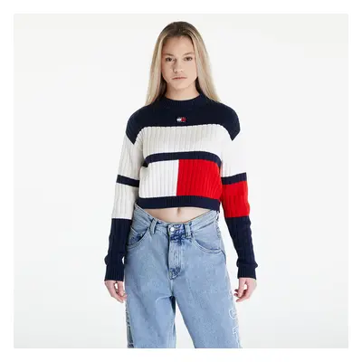 Pulóver Tommy Jeans Colorblock Badge White