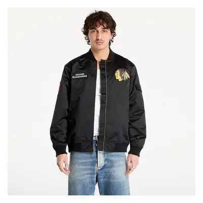 Kabát Mitchell & Ness NHL Team Leader Satin Current Logo Blackhawks Bomber Black