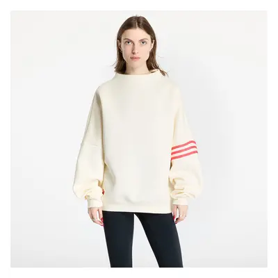 Pulóver adidas Neuclassics Oversized Mock Neck Sweatshirt Cream White/ Real Coral