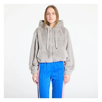 Kabát Karl Kani Metal Signature Vegan Fur Zip Hoodie Jacket Light Grey