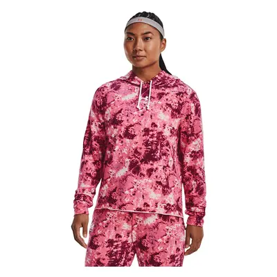 Pulóver Under Armour Rival Terry Print Hoodie Pace Pink