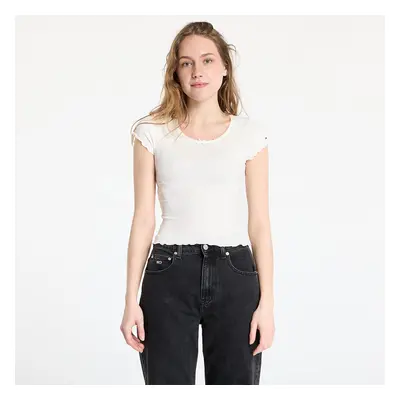 Póló Tommy Jeans Slim Scallop Rib Tee White