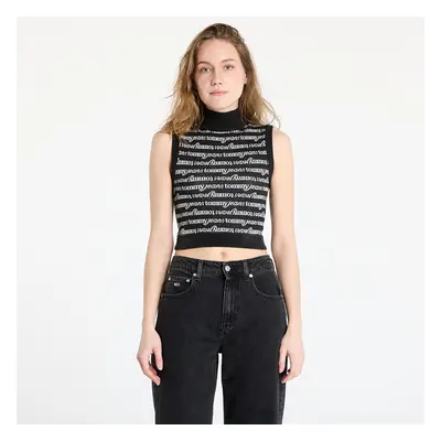 Pulóver Tommy Jeans Crop Script Vest Black