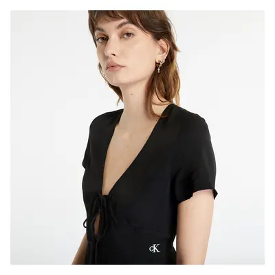 Ruha CALVIN KLEIN JEANS Crepe Short Sleeve Midi Dress Black